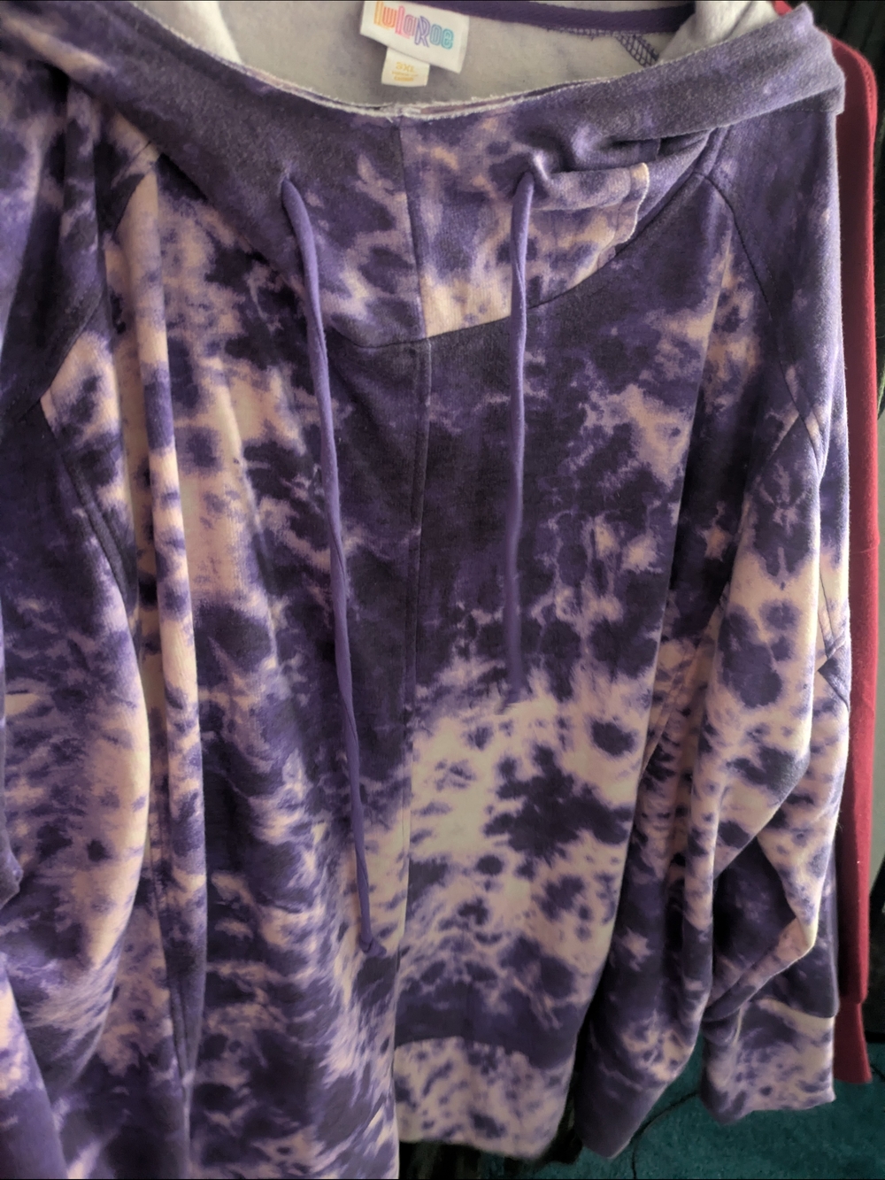 LuLaRoe Purple and Cream Tie-Dye Pullover Hoodie